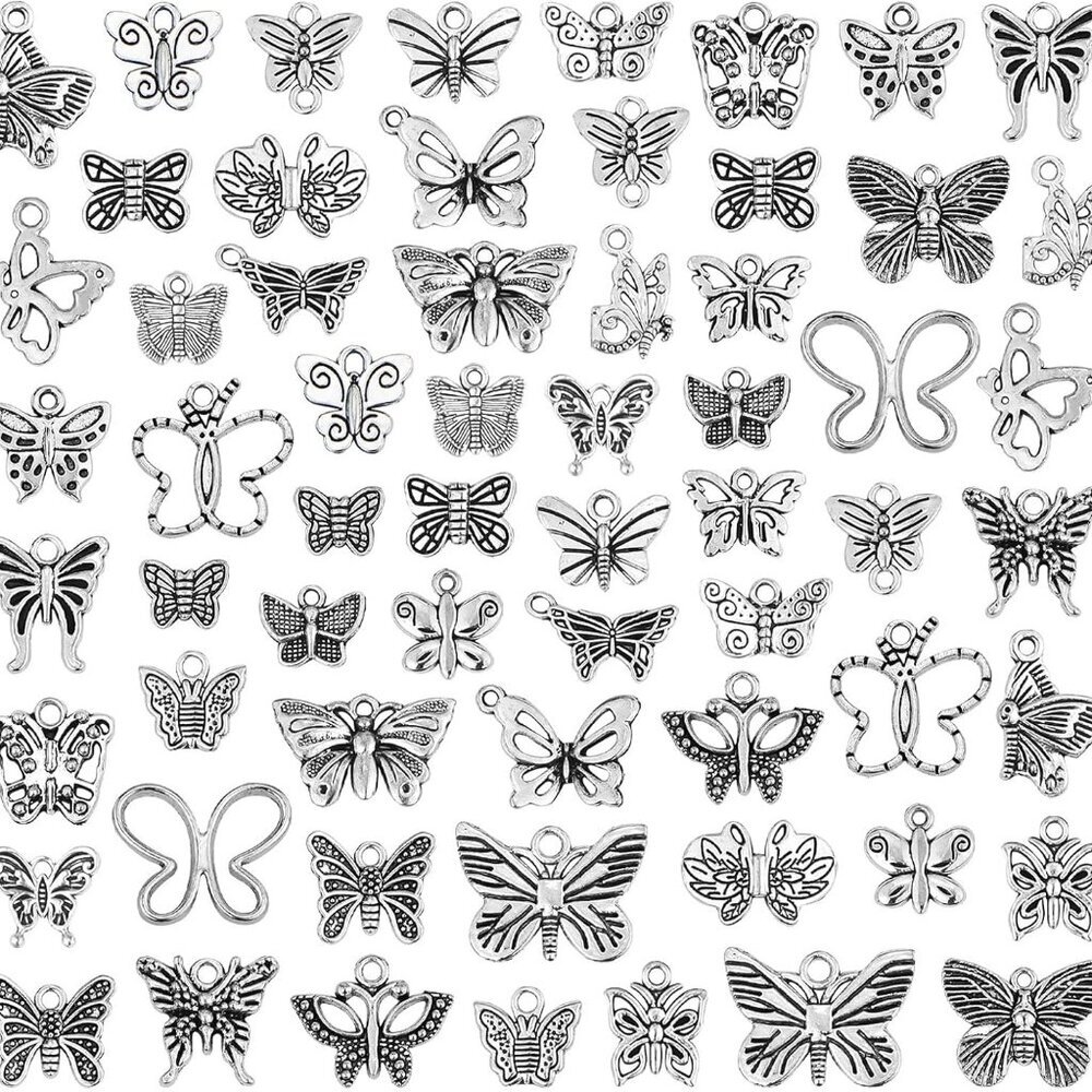 Butterfly Charms Beads Necklace Pendants DIY for Jewelry Making and Crafting, 60